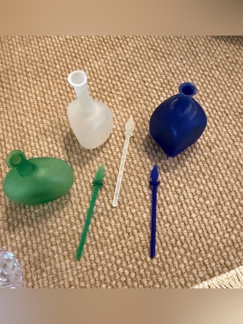 Vintage handblown decanters glass perfume bottles essentials oil bottles ~blue - Picture 10 of 10
